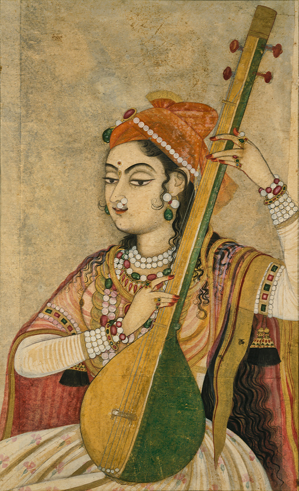 Indian Woman Playing Tambura