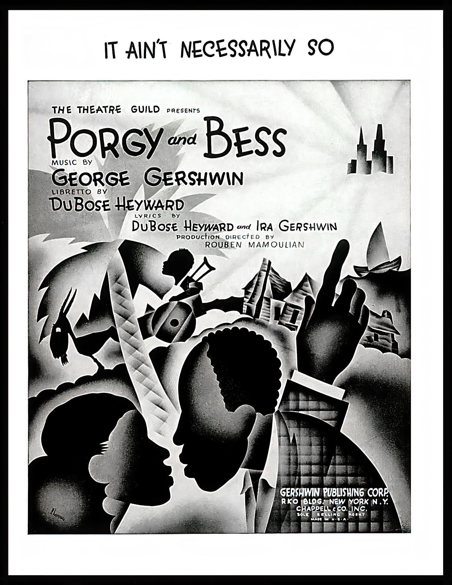 It Ain't Necessarily So | Sheet music cover from Gershwin's Porgy and Bess, c. 1935 | Strong National Museum of Play