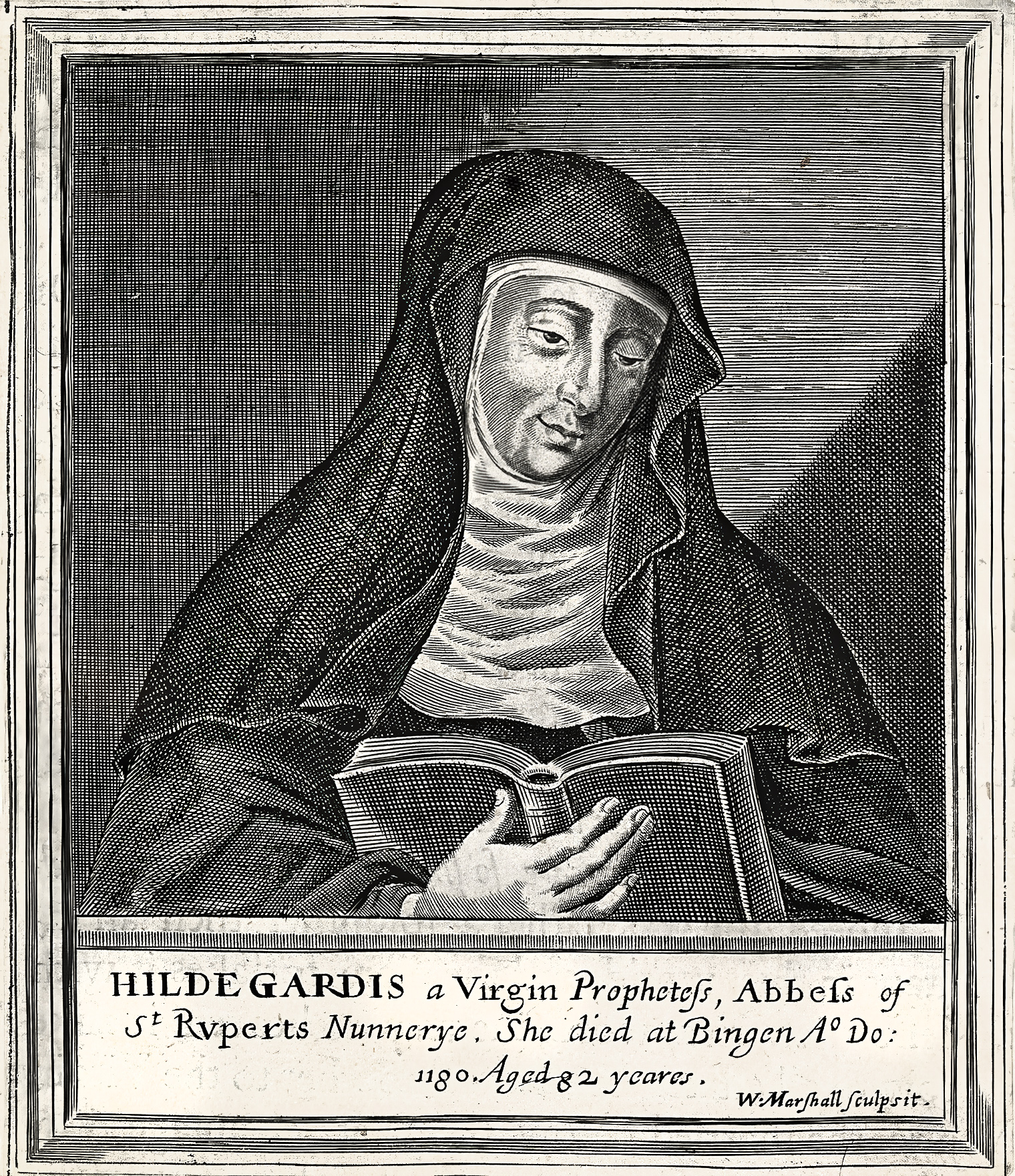 Hildegard von Bingen | Engraving by W. Marshall, c. 1672. | Welcome Collection