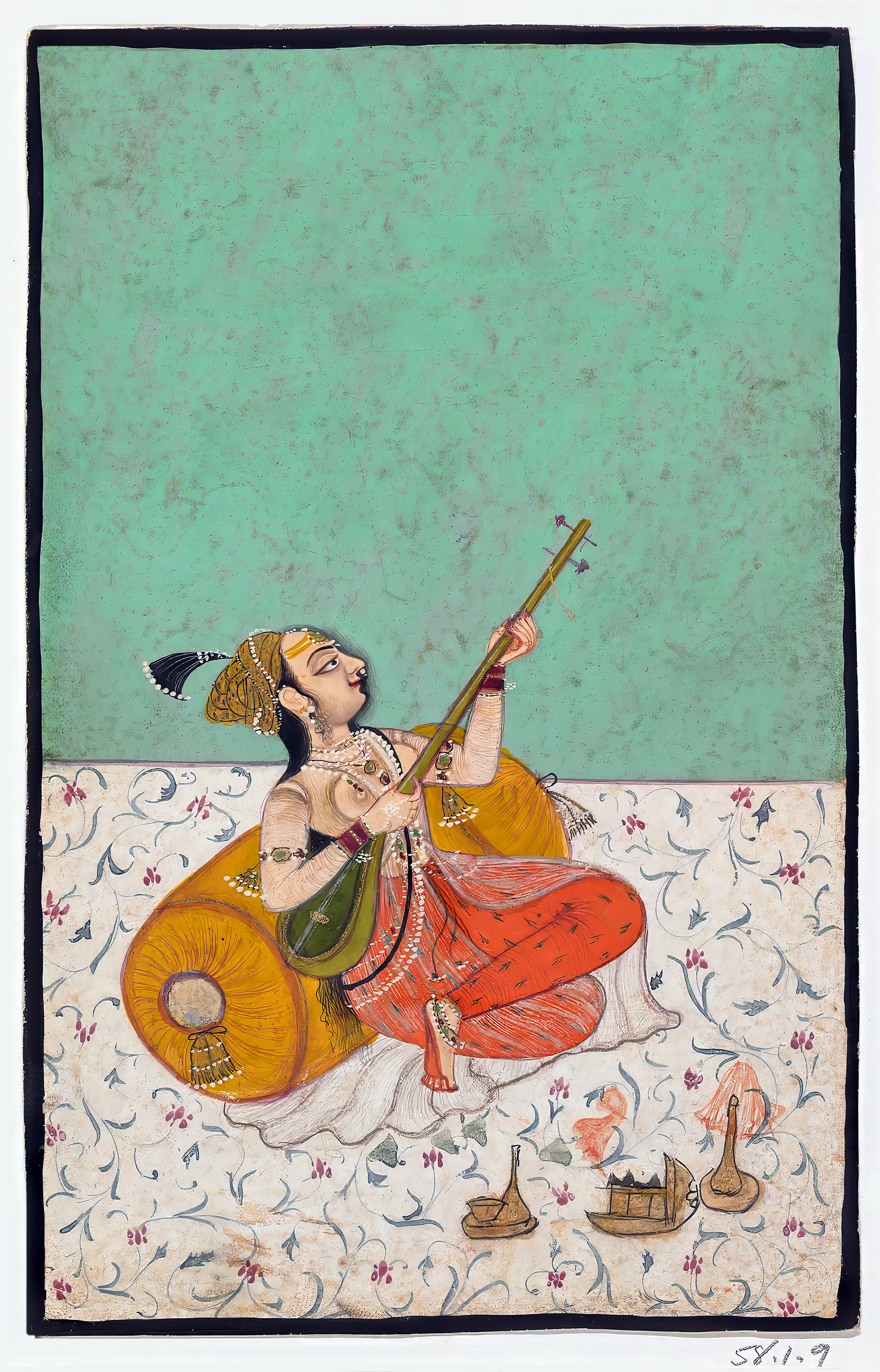 Indian Woman Playing Sitar