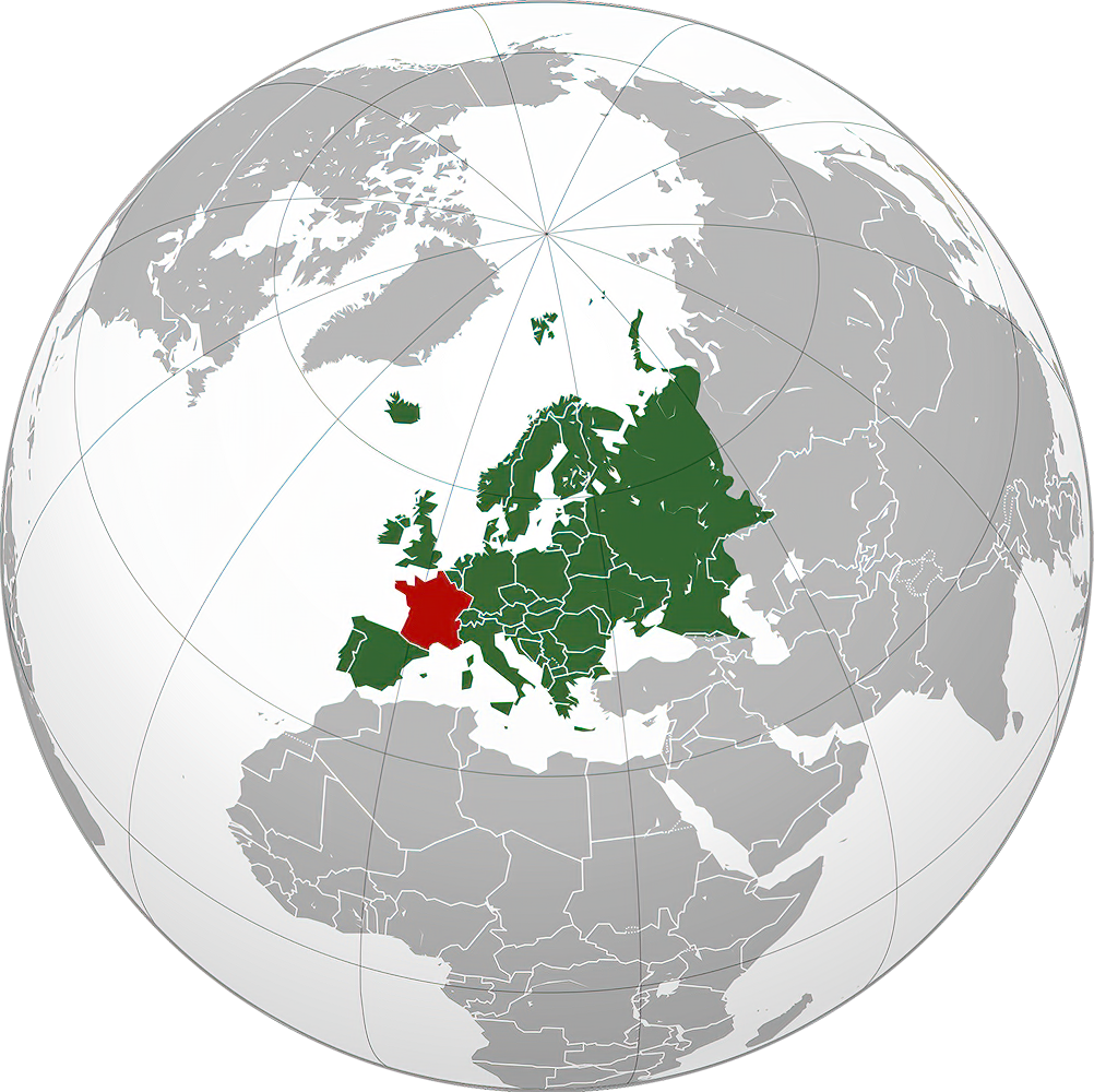 France | France (red) is located in Europe (green) | Wikimedia Commons