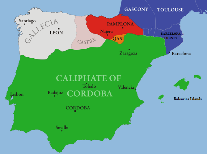 Al-Andalus | Moorish Kings ruled most of the Iberian Peninsula (green area), currently Spain and Portugal, for eight centuries. | Wikimedia Commons Iberian Peninsula