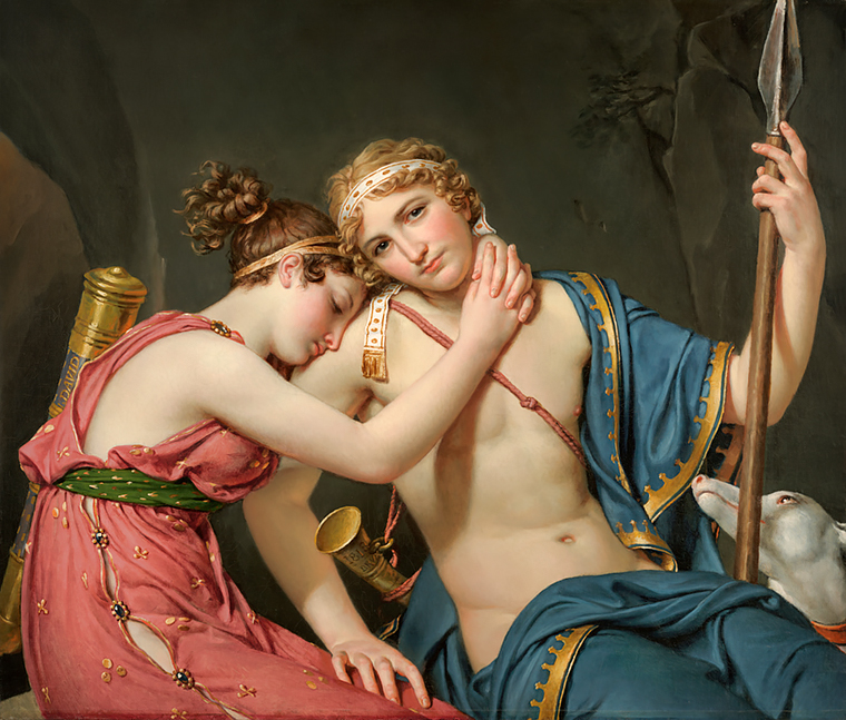 Farewell of Telemachus and Eucharis | Jacques-Louis David, 1748-1825 | Light and elegant style of neoclassical painting. | J. Paul Getty Museum Farewell of Telemachus and Eucharis