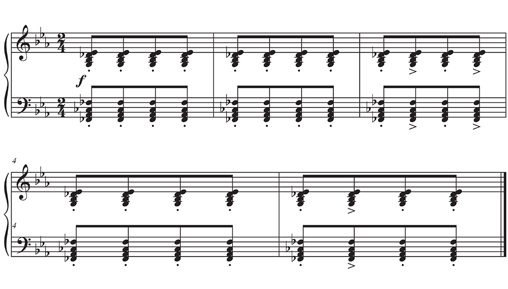 throbbing dissonant chords